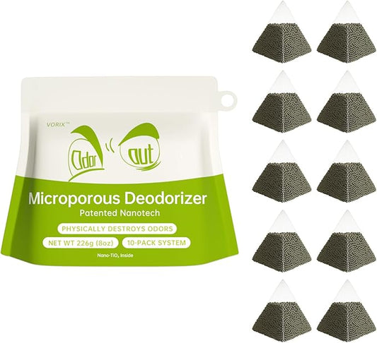 Activated Charcoal Odor Absorber 10 Pack (10 * 20g), Natural Air Purifying Bags, Refrigerator Deodorizer, Shoe & Closet Odor Eliminator, Reusable Non-Toxic Air Freshener for Home Car Basement