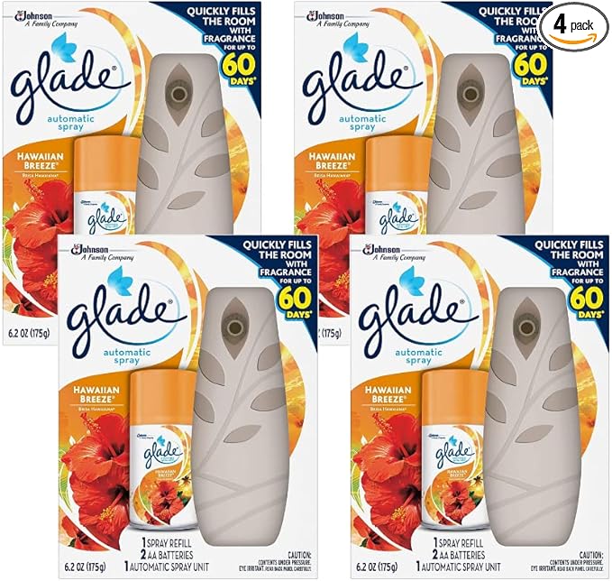 Glade Automatic Spray Air Freshener Hawaiian Breeze Starter 6.2 Ounce (Pack of 4)