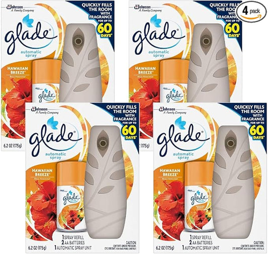 Glade Automatic Spray Air Freshener Hawaiian Breeze Starter 6.2 Ounce (Pack of 4)