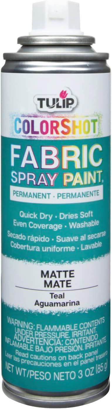 Tulip ColorShot Instant Fabric Spray Paint, Permanent Color Spray-On Fabric Paint, 3oz, Teal