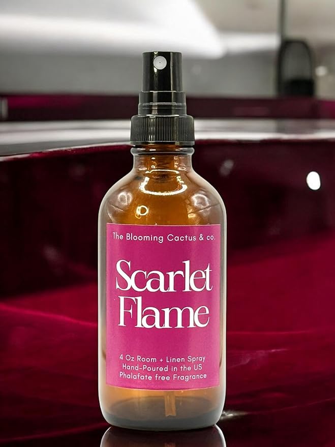 The Blooming Cactus & Co. Home | Linen | Room Spray - Air Freshener - Odor Eliminator - Car Air Freshener - Fabric Refresher - Mist Hand Poured - Made in USA – (Scarlet Flame)