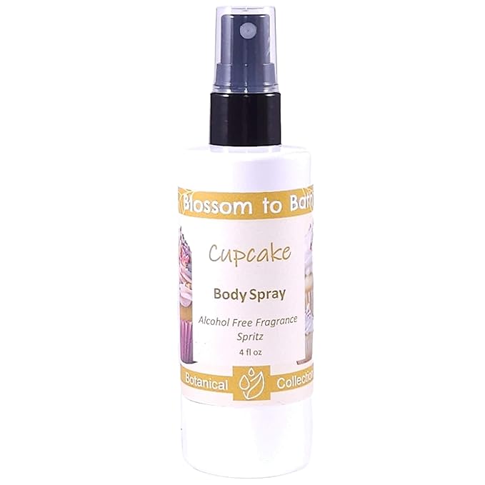 Blossom to Bath Cupcake Body Spray (4 Ounce) - Natural Fragrance - Energizes Skin with a Rich Vanilla Scent