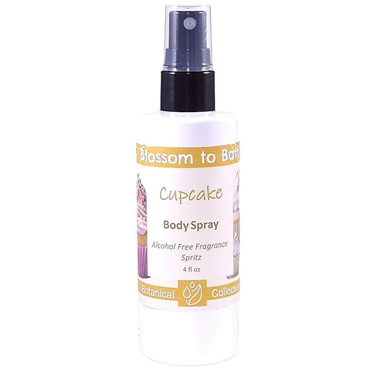 Blossom to Bath Cupcake Body Spray (4 Ounce) - Natural Fragrance - Energizes Skin with a Rich Vanilla Scent