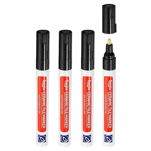PATIKIL Grout Pen, 4 Pack Black Tile Marker Waterproof Grout Sealer Pen Tile Repair Pens Paint Pens for Wall Floor Bathroom Kitchen Refresh