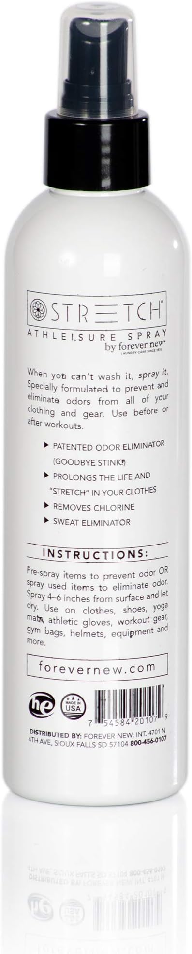 FOREVER NEW Stretch Athleisure Pre-Treatment Odor Removal Spray -Natural Fabric Refresher, 7 Fl Oz