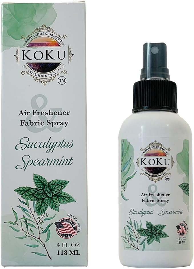 Eucalyptus Spearmint Air Freshener - Room Spray - Odor Eliminator - Deodorizer - Car Air Freshener - Home Spray - Linen Spray - Fabric Refresher - Non-Toxic - Alcohol Free - Made in USA (4 Oz)