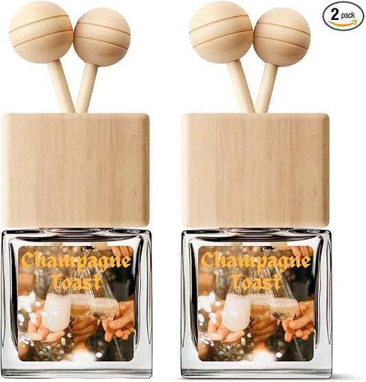 Car Air Freshener | Champagne Toast Scent Car Fresheners for Women & Men | Long Lasting Fragrance Car Scents | Air Diffuser with Car Vent Clip (2 Pack)