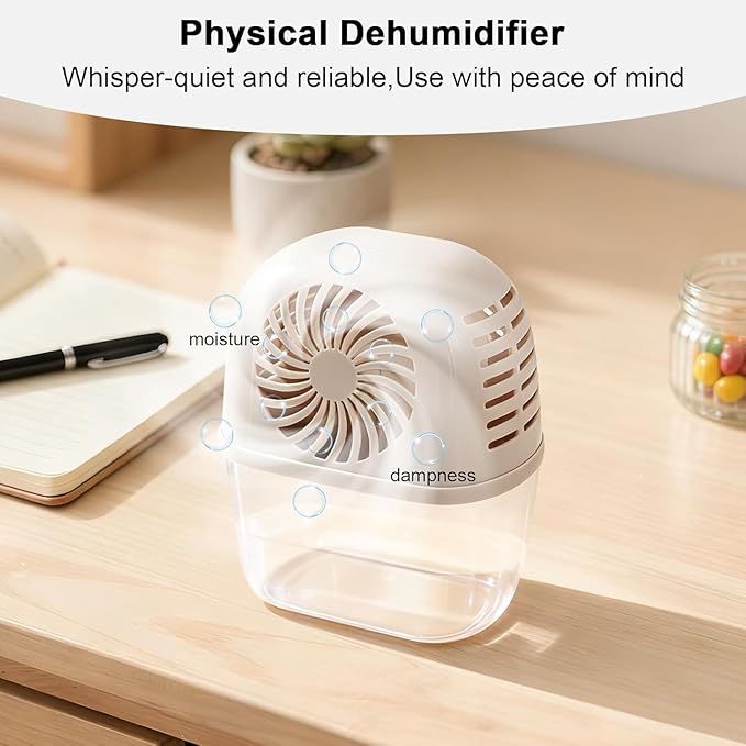 Pack of 2 Dehumidifiers Devices with 4 Pack Moisture Absorber Refills Tablets, 15.9oz- 7"H × 5.5"W Mini Dehumidifier,Bathroom Moisture Absorber – Prevents Excess Moisture And Fragrance Free