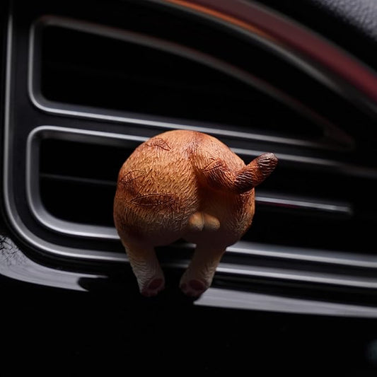 Funny Orange Cat Butt Car Air Vent Decoration and Clip with Air Freshener Natural Scent Tablet and Refill, Car Aromatherapy Accessories and Interior Decoration