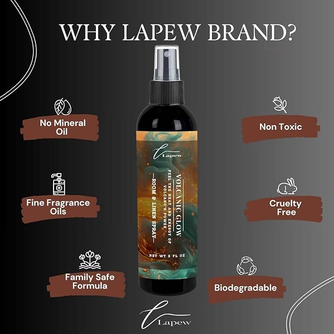 Lapew Room & Linen Spray | Fragrance Mist for Home, Car & Office | Fabric & Air Freshener | Neutralizing Mist | Made in USA | Volcanic Glow
