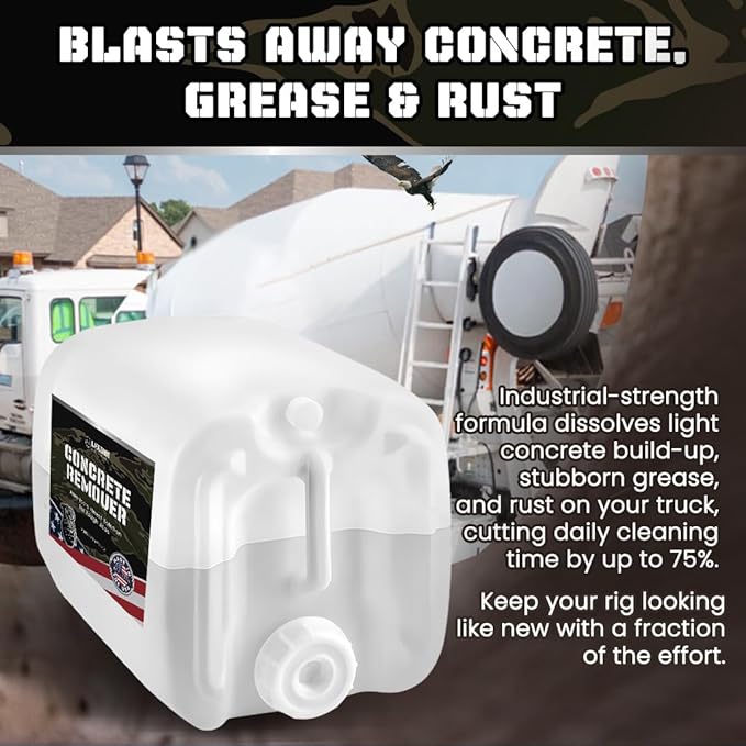 Heavy Concrete Remover – Dried Concrete & Cement Dissolver (Non-Corrosive, Biodegradable Acid Alternative), Safe on Equipment, 5-Gallon Bucket