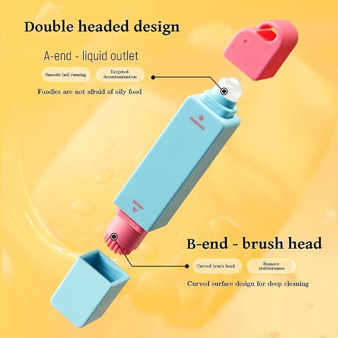 Portable Instant Stain Remover Pen,3-Second Stain Remover Pen for Clothes,Water Free Clean,Double Head Instant Treater Sticks With Lanyard,Travel & Pocket-Sized (1, Red)