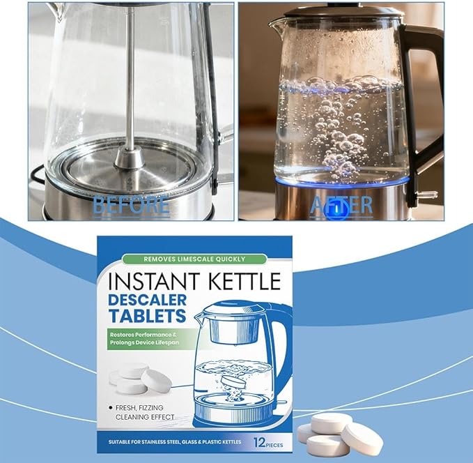 Kettle Descaler Tablet,12/36 Packs Powerful Limescale Removal,Efficient Water Bottle Cleaner Removes Hard Water Buildup,Limescale Remover Tablet For Kettles, Coffee Machines, Shower Heads (1pcs)