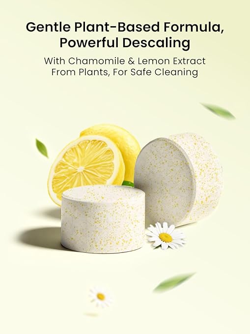 Descaling Tablets for Bottle Washer, Plant-Based Formula with Lemon & Chamomile, Sterilizer & Warmer, 40 Count, Descaler Limescale Remover, Removes Hard Water & Milk Residue