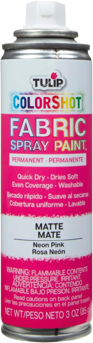 Tulip ColorShot Instant Fabric Spray Paint, Permanent Color Spray-On Fabric Paint, 3oz, Neon Pink