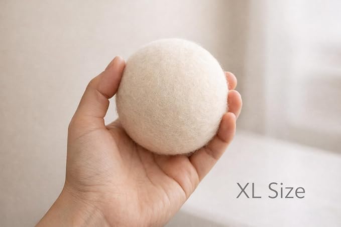 Oldfield Wool Co XL Wool Dryer Balls, 6 Pack with Cotton Storage Bag, Natural Fabric Softener Alternative, Helps Reduce Drying Time and Static, Reusable, Helps Lift Pet Hair and Lint