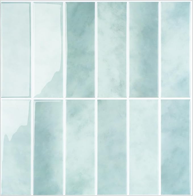 Peel and Stick Tile，New Upgrade Thicker Design Self Adhesive 12" x 12" Large Premium Peel and Stick Backsplash for Kitchen (Mint Green).