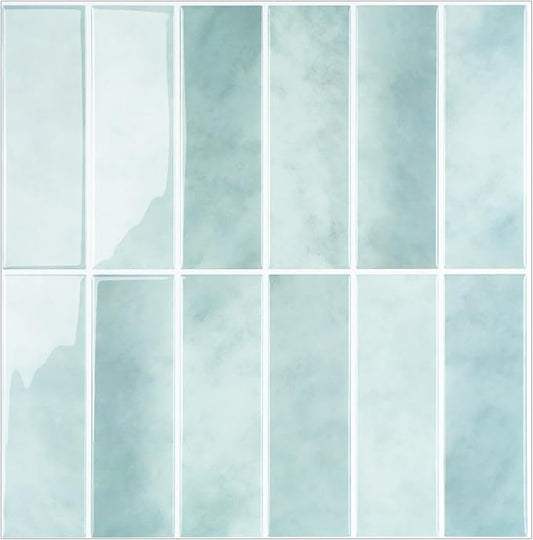 Peel and Stick Tile，New Upgrade Thicker Design Self Adhesive 12" x 12" Large Premium Peel and Stick Backsplash for Kitchen (Mint Green).