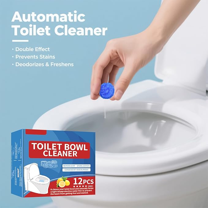 Toilet Cleaning Tablets | Fast-Dissolving, Long-Lasting Freshness | 12/24 Count | Safe for All Toilets, Septic Tanks & Pipes (12)
