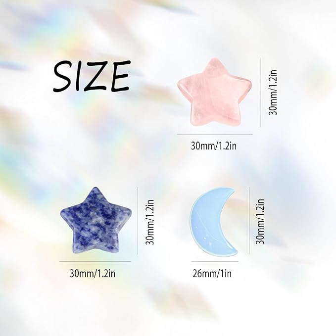 Moon Stars Car Decor,Boho Air Vent Clips,Refillable Car Fresheners,3pcs Natural Crystal Stone Hippie Dashboard Decorations Accessories,Best Wishes for Lover and Friend (Blue & Pink)
