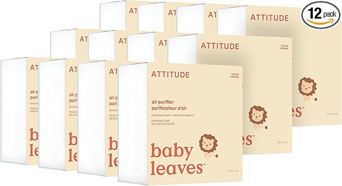 ATTITUDE Baby Air Purifier, Activated Carbon Freshener, Odor Remover, Plant and Mineral-Based, Vegan, Pear Nectar, 8 Ounces (Pack of 12)