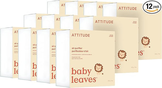 ATTITUDE Baby Air Purifier, Activated Carbon Freshener, Odor Remover, Plant and Mineral-Based, Vegan, Pear Nectar, 8 Ounces (Pack of 12)