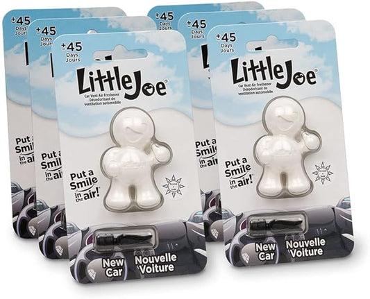 Little Joe 96401-6PK New Car Scent Car Air Freshener Vent Clip, Fights Odors for up to 45 Days, Long-Lasting Freshness, Cute Car Odor Eliminator, Pack of 6