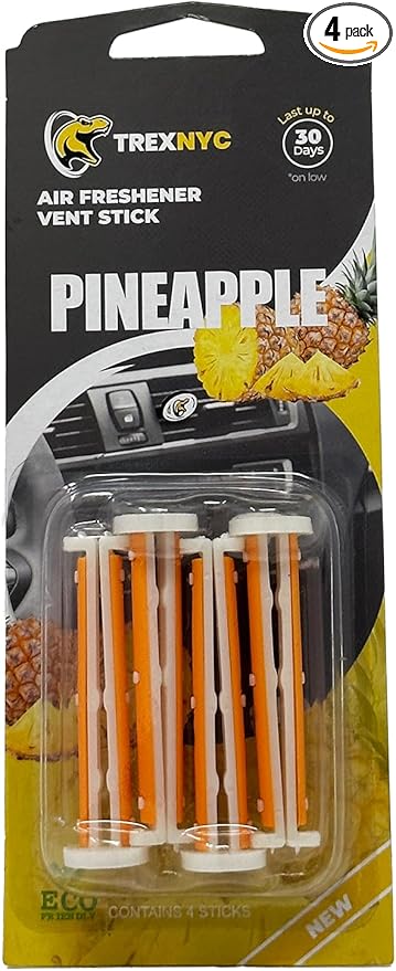 Car Air Fresheners Vent Sticks, Essential Car Odor Eliminator, For Long Lasting Fragrance up to 30 days (Pineapple, 1 Pack)