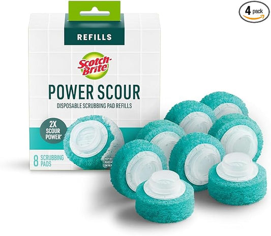 Scotch-Brite Power Scour Disposable Scrubbing Pad Refills, Disposable Toilet Bowl Cleaner Scrub Pad Tablets, 8 Scrubbing Pad Refills