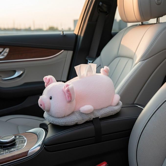 Plush Tissue Box Holder Cartoon Tissue Box Cover Decorative Tissue Holder Napkin Dispenser with Bamboo Charcoal Air Purifying Bag Design for Car Home