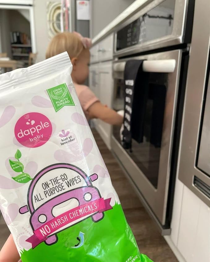 Dapple Baby All Purpose Wipes, Hint of Lavender, Plant Powered, Hypoallergenic, 30 Count (Pack of 4)