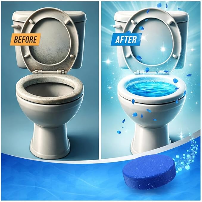 ZENVIVIO Automatic Toilet Bowl Cleaner Tablets, Blue Gel Toilet Tank Cleaners, Septic-Safe Hard Water Ring Stain Remover, Heavy Duty Toilet Deodorizer & Smell Eliminator, Fresh Scent