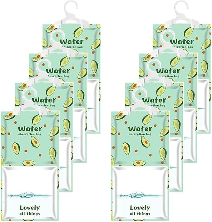 Moisture Absorbers Packets, 8 Pack - Eliminates Musty Odors for Fresher, Cleaner Air, Humidity Packs, Dessicant Packets, Hanging Closet Dehumidifier Bags（pawpaw）