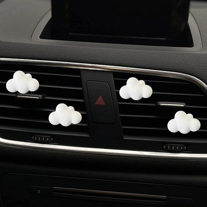 4 Pcs Cloud Air Vent Clips, Cute Cloud Car Air Fresheners Vents Clips Funny Automobile Diffuser Vent Clips Car Interior Decor Charm Cute Automobile Accessories Decoration for Women