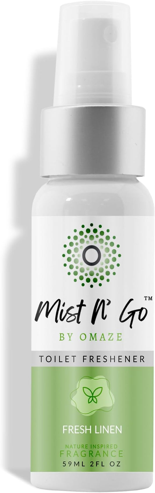 Mist N??Go by Omaze Travel Bathroom Spray for Toilet Spray Odor Eliminator - Travel Toilet Spray for Bathroom Air Freshener Spray for Bathroom Deodorizer - Fresh Linen Regular Size (2oz x1)