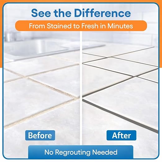 Light Gray Grout Paint Pen Tile Grout Colorant & Sealer Marker, Quick-Dry, Ideal for Bathroom, Shower, Kitchen Tiles Restores Grout Lines, 3 Adjustable Tips (2-3 mm)