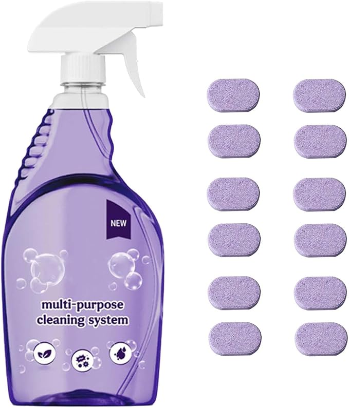 Clean Spray Cleaner for Ovens, Spray Oven Cleaner, Multi-Surface Cleaners with Concentrated Cleaning Tablets, Multi Purpose Cleaning for Ovens, for Kitchen,Bathroom (1 Bottle+12 Pcs)