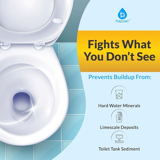 Pursonic Automatic Toilet Bowl Cleaner 48 Tablets 4 Year Supply - Blue Gel Toilet Tank Cleaners, Long-Lasting - Septic-Safe Hard Water Ring Stain Remover, Smell Eliminator Deodorizer, Fresh Scent