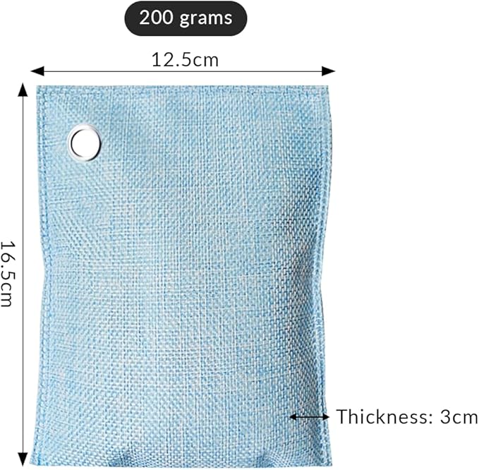 2 Bags Natural Air Purifying Bag | Bamboo Charcoal Odor Absorber for Home & Car | Closet Odor Eliminator, Small Room Deodorizer & Car Air Freshener | Charcoal Bags (200g light blue1, Unscented)
