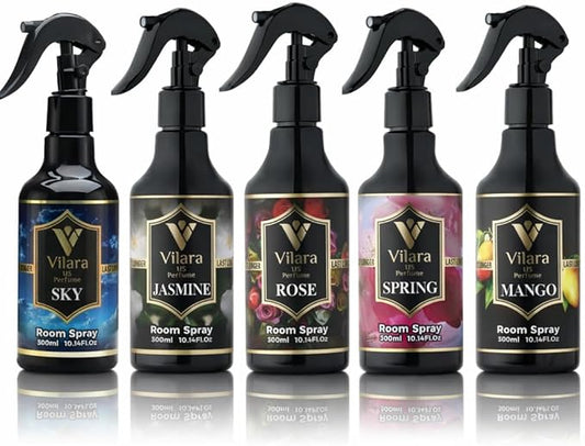Room Spray Air Freshener –Odor Eliminator Spray for Home, Bathroom & Office – Long Lasting Floral Mist Deodorizer, Non-Toxic Natural Air Spray for Bedding 300ml (Sky-Rose-Jasmine-Mango-spring)