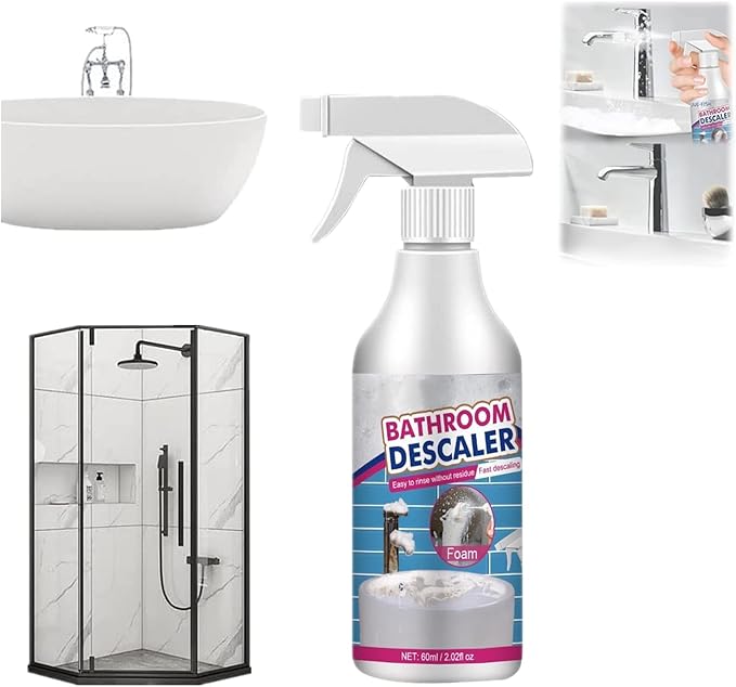 Bathroom Descaler Cleaner, Powerful Stubborn Stains Cleaner, All-Purpose Bathroom Descaler Foam Spray for Bathroom Toilet Bath Shower Glass Cleaner (1, 1pc)