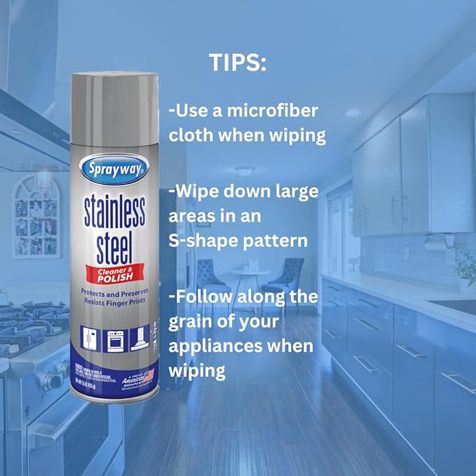 Sprayway Stainless Steel Cleaner Aerosol Spray (Water-Based), 15oz, Pack of 6 | Cleans, Polishes, Protects | Resists Fingerprints | Ideal for All Stainless Steel Appliances & Surfaces