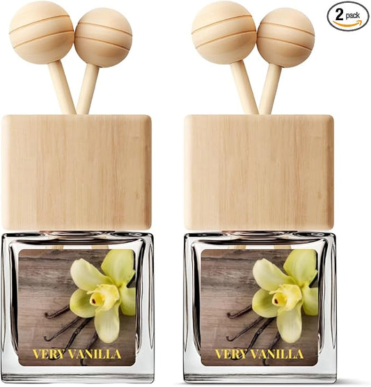 Car Air Freshener | Very Vanilla Scent Car Fresheners for Women & Men | Long Lasting Fragrance Car Scents | Air Diffuser with Car Vent Clip (2 Pack Vanilla Car Scent), Clear