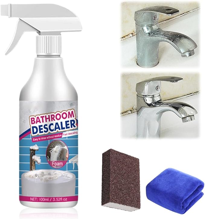 Stubborn Stains Cleaner, 2025 Upgraded Bathroom Descaler Cleaner, Multipurpose Bathroom Foam Cleaner, Bathroom Descaler Spray for Bathroom Toilet Bath Shower Glass Sink Cleane (1)