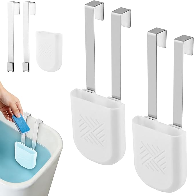 2 Pcs Toilet Tank Cleaning Tablet Holder, Hanging Toilet Tank Cleaner Caddy, Bleach Tablet Bracket, Bowl Cleaner Carrier for Polluting Water Tank, 7.6'' x 2.7'' x 1.57'' (COLOR:White)