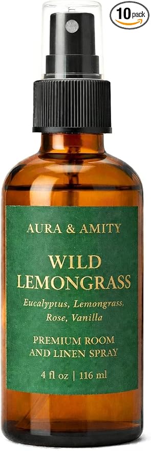 Aura & Amity Premium Room & Linen Spray – Handmade Luxury Fabric & Home Fragrance Mist, Long-Lasting, Made in USA (Wild Lemongrass)