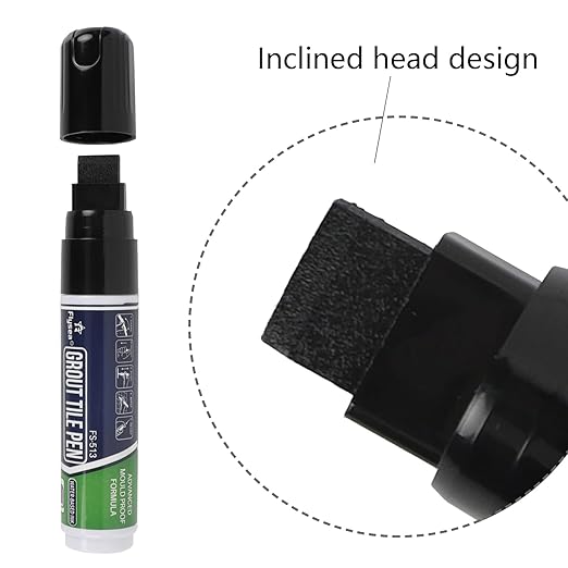 Grout Pen White Tile Paint Marker: Waterproof Grout Paint, Tile Colorant and Sealer Pen Floor Tile Seam Pen for Bathroom Kitchen Repair Color Tile Seam Pen – 15mm (Black, 1 Piece)