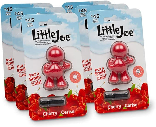 Little Joe 96407-6PK Cherry Scent Car Air Freshener Vent Clip, Fights Odors for up to 45 Days, Long-Lasting Freshness, Cute Car Odor Eliminator, Pack of 6