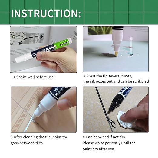 5 Pieces Grout Pen Tile Grout 1 Cleaning Brush Restorer Pen White Renew Repair Marker for Tile Wall Floor Bathroom, Kitchen, Bedroom (Light Grey)