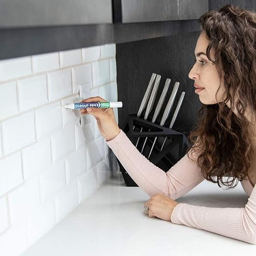 Grout Pen Tile Paint Marker: Ivory 1 Pack and 2 Pack with Extra Tips (Narrow, 5mm) - Waterproof Grout Colorant and Sealer Pen to Renew, Repair, and Refresh Tile Grout - Cleaner Floor Pens